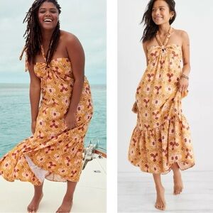 NWT AERIE Linen Blend Halter Maxi Sundress Sz Small